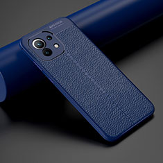Funda Silicona Goma de Cuero Carcasa H01 para Xiaomi Mi 11 Lite 5G Azul