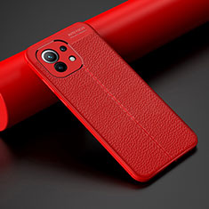 Funda Silicona Goma de Cuero Carcasa H01 para Xiaomi Mi 11 Lite 5G NE Rojo