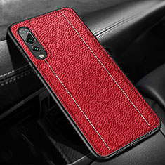 Funda Silicona Goma de Cuero Carcasa H02 para Huawei P20 Pro Rojo