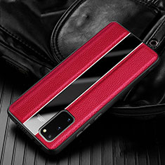 Funda Silicona Goma de Cuero Carcasa H02 para Samsung Galaxy S20 Rojo