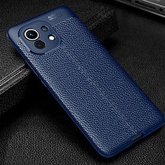 Funda Silicona Goma de Cuero Carcasa H02 para Xiaomi Mi 11 Lite 4G Azul