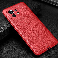 Funda Silicona Goma de Cuero Carcasa H02 para Xiaomi Mi 11 Lite 4G Rojo