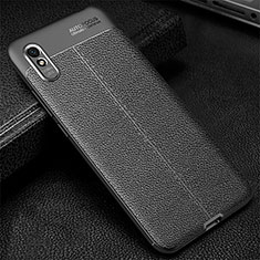 Funda Silicona Goma de Cuero Carcasa H02 para Xiaomi Redmi 9A Negro