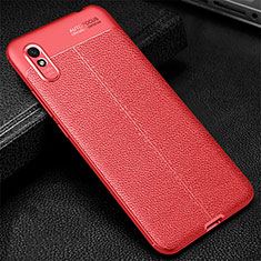 Funda Silicona Goma de Cuero Carcasa H02 para Xiaomi Redmi 9A Rojo