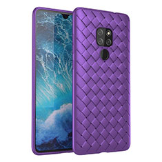 Funda Silicona Goma de Cuero Carcasa H03 para Huawei Mate 20 Morado