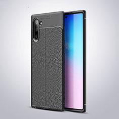 Funda Silicona Goma de Cuero Carcasa H03 para Samsung Galaxy Note 10 5G Negro