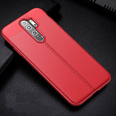 Funda Silicona Goma de Cuero Carcasa H03 para Xiaomi Redmi Note 8 Pro Rojo