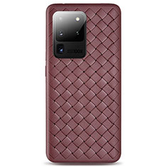 Funda Silicona Goma de Cuero Carcasa H05 para Samsung Galaxy S20 Ultra 5G Marron