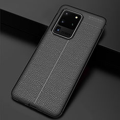 Funda Silicona Goma de Cuero Carcasa H06 para Samsung Galaxy S20 Ultra Negro
