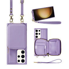 Funda Silicona Goma de Cuero Carcasa JM1 para Samsung Galaxy S23 Ultra 5G Morado