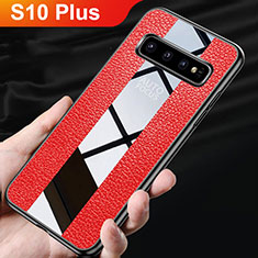 Funda Silicona Goma de Cuero Carcasa L01 para Samsung Galaxy S10 Plus Rojo