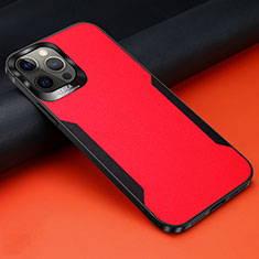 Funda Silicona Goma de Cuero Carcasa N01 para Apple iPhone 12 Pro Rojo