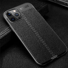 Funda Silicona Goma de Cuero Carcasa para Apple iPhone 12 Pro Max Negro