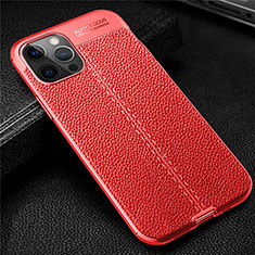 Funda Silicona Goma de Cuero Carcasa para Apple iPhone 12 Pro Rojo