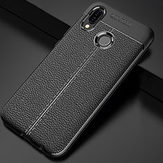 Funda Silicona Goma de Cuero Carcasa para Huawei P Smart+ Plus Negro