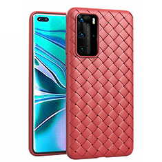 Funda Silicona Goma de Cuero Carcasa para Huawei P40 Pro Rojo