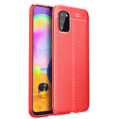 Funda Silicona Goma de Cuero Carcasa para Samsung Galaxy A03s Rojo