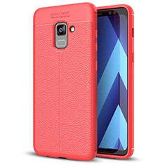 Funda Silicona Goma de Cuero Carcasa para Samsung Galaxy A5 (2018) A530F Rojo