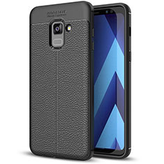 Funda Silicona Goma de Cuero Carcasa para Samsung Galaxy A8+ A8 Plus (2018) Duos A730F Negro