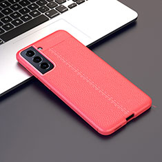 Funda Silicona Goma de Cuero Carcasa para Samsung Galaxy S21 5G Rojo