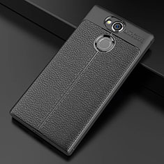 Funda Silicona Goma de Cuero Carcasa para Sony Xperia XA2 Negro