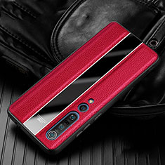 Funda Silicona Goma de Cuero Carcasa para Xiaomi Mi 10 Pro Rojo