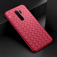 Funda Silicona Goma de Cuero Carcasa para Xiaomi Redmi 9 Rojo