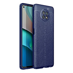 Funda Silicona Goma de Cuero Carcasa para Xiaomi Redmi Note 9 5G Azul