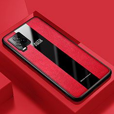 Funda Silicona Goma de Cuero Carcasa PB1 para Vivo V21 5G Rojo