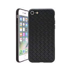 Funda Silicona Goma de Cuero Carcasa S01 para Apple iPhone 7 Negro