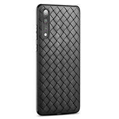 Funda Silicona Goma de Cuero Carcasa S01 para Huawei P20 Pro Negro