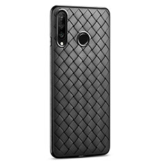 Funda Silicona Goma de Cuero Carcasa S01 para Huawei P30 Lite XL Negro