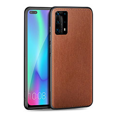 Funda Silicona Goma de Cuero Carcasa S01 para Huawei P40 Pro+ Plus Marron