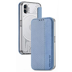 Funda Silicona Goma de Cuero Carcasa S01 para Nothing Phone 2 Azul