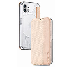 Funda Silicona Goma de Cuero Carcasa S01 para Nothing Phone 2 Oro