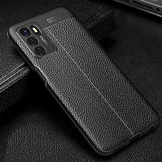 Funda Silicona Goma de Cuero Carcasa S01 para Oppo A16 Negro