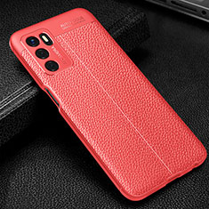 Funda Silicona Goma de Cuero Carcasa S01 para Oppo A16s Rojo