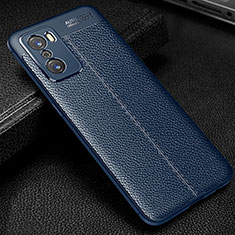 Funda Silicona Goma de Cuero Carcasa S01 para Oppo A55S 5G Azul