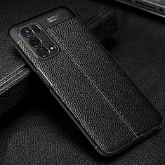 Funda Silicona Goma de Cuero Carcasa S01 para Oppo A74 5G Negro