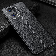 Funda Silicona Goma de Cuero Carcasa S01 para Oppo Find X5 Pro 5G Negro