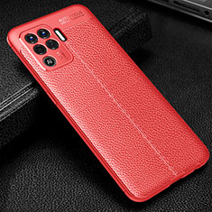 Funda Silicona Goma de Cuero Carcasa S01 para Oppo Reno5 Lite Rojo