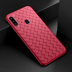 Funda Silicona Goma de Cuero Carcasa S01 para Samsung Galaxy A20s Rojo