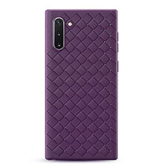 Funda Silicona Goma de Cuero Carcasa S01 para Samsung Galaxy Note 10 Morado