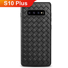 Funda Silicona Goma de Cuero Carcasa S01 para Samsung Galaxy S10 Plus Negro