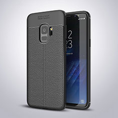 Funda Silicona Goma de Cuero Carcasa S01 para Samsung Galaxy S9 Negro