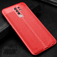 Funda Silicona Goma de Cuero Carcasa S01 para Xiaomi Redmi 9 Prime India Rojo