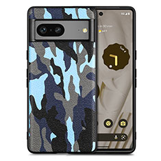 Funda Silicona Goma de Cuero Carcasa S01D para Google Pixel 7a 5G Azul