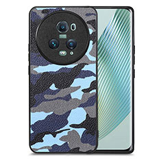 Funda Silicona Goma de Cuero Carcasa S01D para Huawei Honor Magic5 Pro 5G Azul