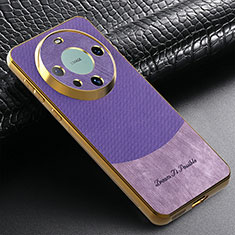 Funda Silicona Goma de Cuero Carcasa S01D para Huawei Mate 60 Morado