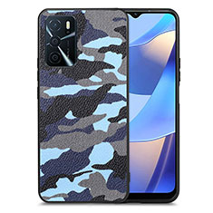 Funda Silicona Goma de Cuero Carcasa S01D para Oppo A16 Azul